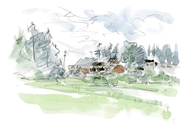 よく通る道なのだが、見え方が何時もと違い適度に民家が透けて見える。これも気候による草木の伸び具合のせいか？