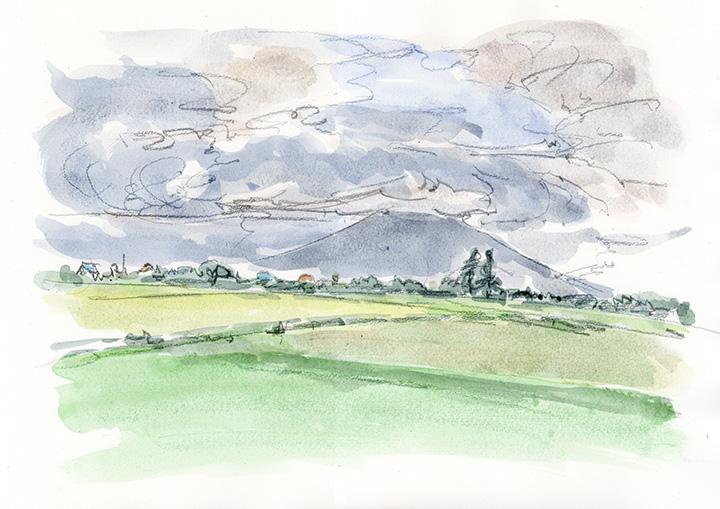 収穫前の稲穂をイメージした散策も、この日の空模様に目を奪われてしまった一日。